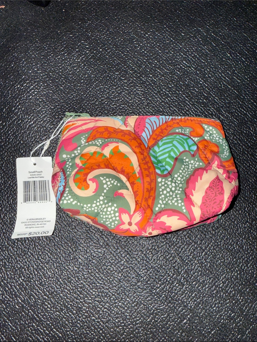 Vera Bradley Quilted Paisley Cosmetic Pouch in Pink, Green & Orange NWT